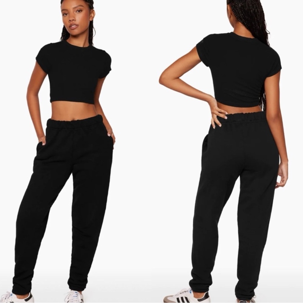SET ACTIVE Heavyweight Onyx Cotton Black Sweatpants Joggers